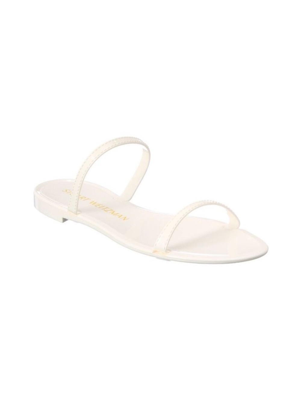 Stuart Weitzman Sawyer Jelly Sandals Sz 11 White Minimal Strappy Flat Slide - Picture 2 of 11